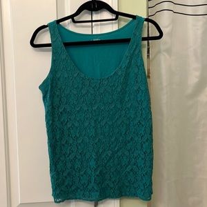 Ann Taylor Loft lace tank, Aqua, size M